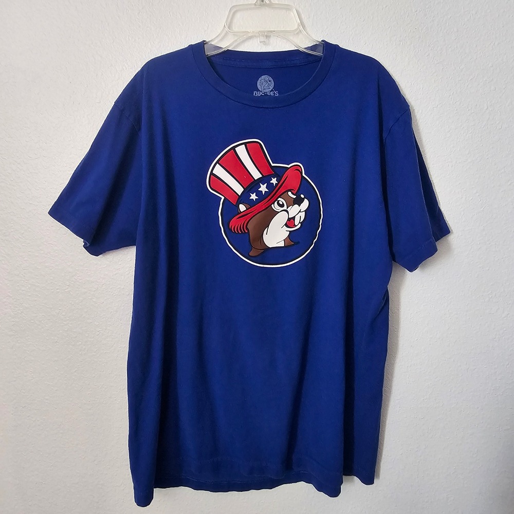 Buc-ee's Mens Royal Blue Patriotic Freedom Ringing Graphic T-Shirt Large